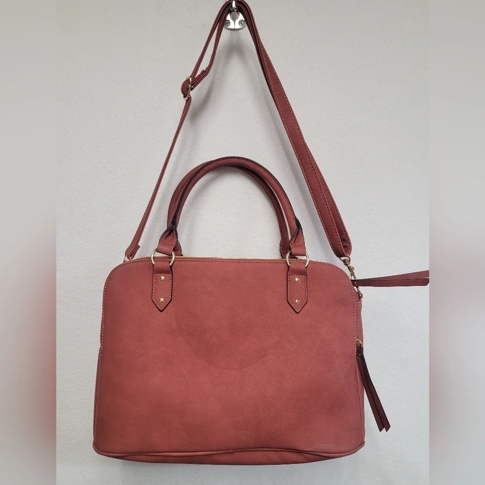 Juniper & Joy Logan Satchel Faux Leather Miltiple Pockets